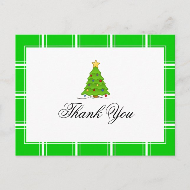 Cartão Postal Árvore de Natal Obrigado Verde (Frente)
