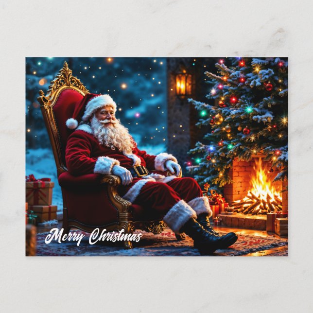 Cartão Postal Árvore de Natal Papais noeis bonitinhos de arte de (Frente)