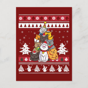 Cartão Postal Árvore de Natal para Gatos