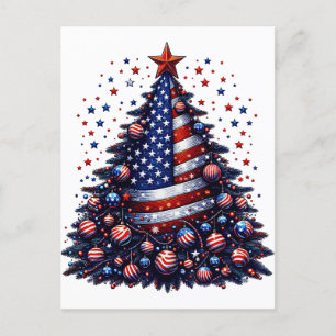 Cartão Postal Árvore de Natal Patriótica americana