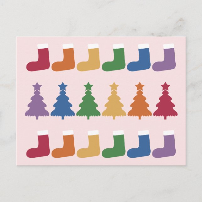 Cartão Postal Árvore de Natal Rainbow #2 (Frente)