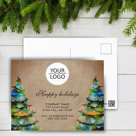 Cartão Postal Árvore de Natal Rústica Adicionar Logotipo Texto P
