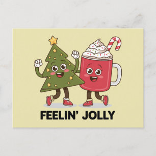 Cartão Postal Árvore de Natal Sentindo-se Alegre Amante de Café 