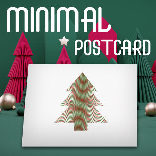 Cartão Postal Árvore de Natal Simples - Branco Verde - Trippy