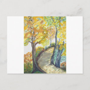 Cartão Postal Árvore de outono deixa destino de pintura artístic