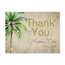 Árvore de Palma Aquarela Tropical Obrigado 