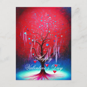 Cartão Postal árvore de valentim do coração brilhante