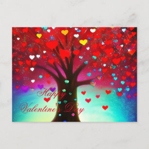 Cartão Postal Árvore de valentine coração fofo