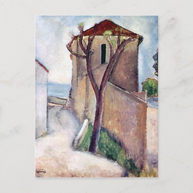 Cartão Postal Árvore e Casa de Amedeo Modigliani (Frente)