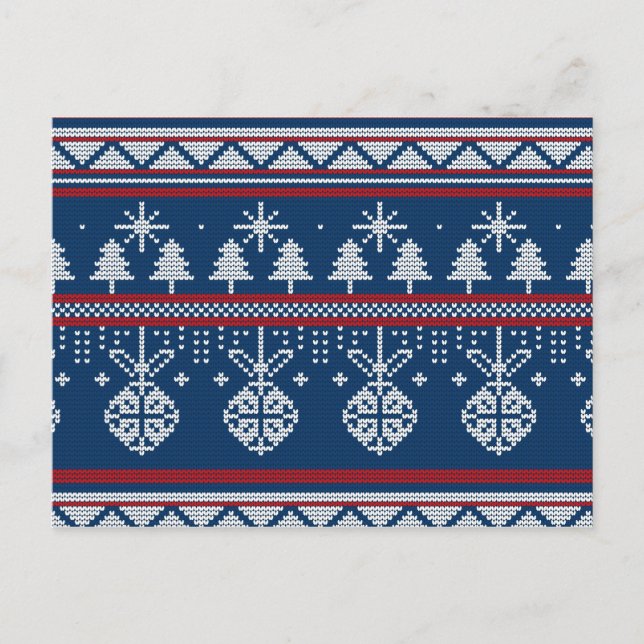 Cartão Postal Árvore e ornamentos de pinheiro de malha de Natal  (Frente)