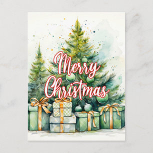 Cartão Postal Árvore Feliz de Natal Feriados felizes