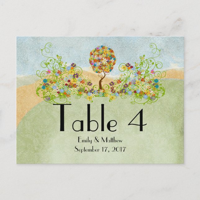 Cartão Postal Árvore foliar de papelada florestal entalada (Frente)