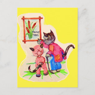 Cartão Postal árvore genealógica do gatinho
