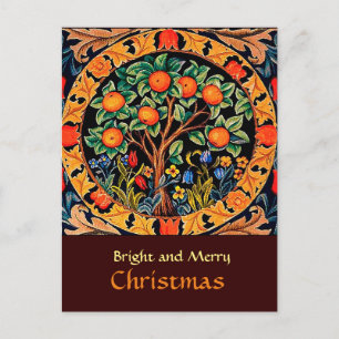 CARTÃO POSTAL ÁRVORE LARANJA COM FOLHAS VERDES, FLORES