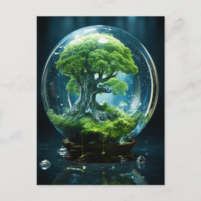 Cartão Postal Árvore Mágica debaixo de uma pomada de vidro (Frente)