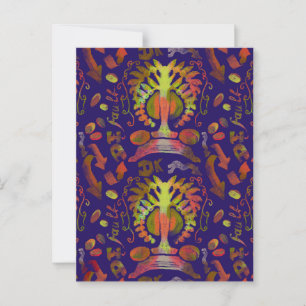 Cartão Postal "Árvore Mística da Vida - Padrão de Arte Folk"