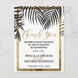 Cartão Postal Árvore Negra Palm Frond Dourado Border Moderno Obr