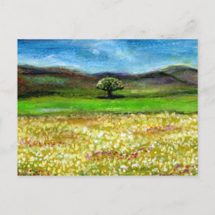 CARTÃO POSTAL ÁRVORE SOLITÁRIA NO CAMPO DE FLORES AMARELAS, TOSC