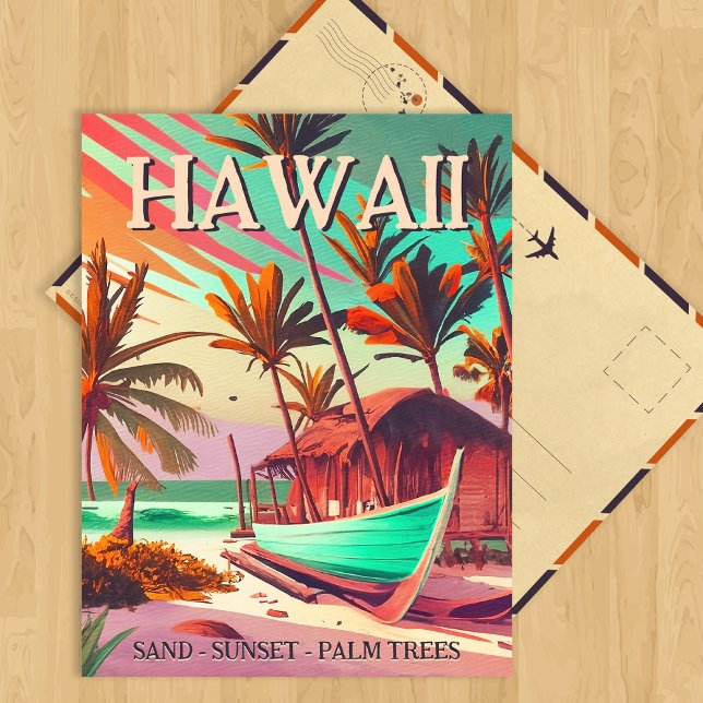 Cartão Postal Árvore tropical sunset do Havaí Souvenirs (Criador carregado)