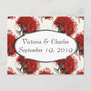 Cartão Postal Árvore vermelha da folha do coração