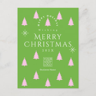 Cartão Postal Árvores da Temporada de Natal Logotipo Empresarial