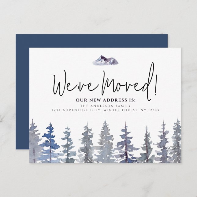 Cartão Postal Árvores de inverno Mudamos Novo Endereço (Frente/Verso)