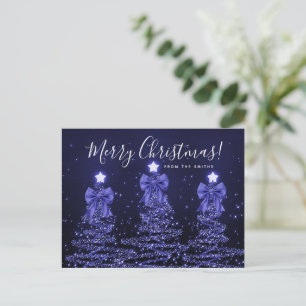 Cartão Postal Árvores de Natal Elegantes de Férias Azul-Marinho 