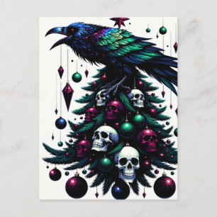 Cartão Postal Árvores de Natal Gótica e Ravens