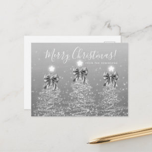 Cartão Postal Árvores de Natal Prateadas de Férias Elegantes c/