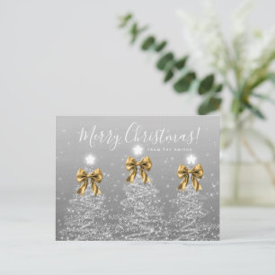 Cartão Postal Árvores de Natal Prateadas Elegantes com Arcos Dou