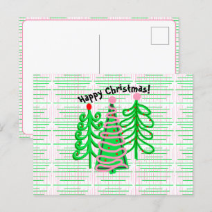 Cartão Postal Árvores de Natal Rosa Verde