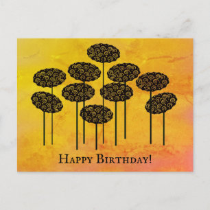 Cartão Postal Árvores de Outono Feliz Aniversário
