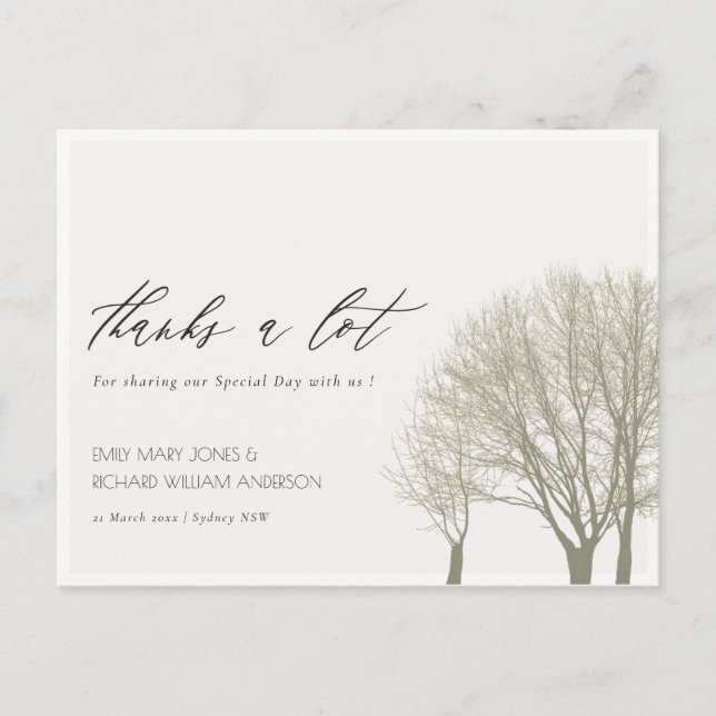 CARTÃO POSTAL ÁRVORES DO OUTONO DA CINZA ELEGANTE AGRADEÇO (Frente)