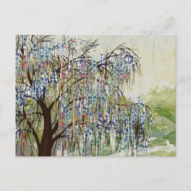 Cartão Postal Árvores pintadas Composição de arte digital (Frente)