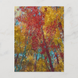Cartão Postal Árvores Teais e Douradas