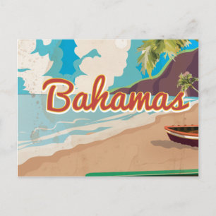 Cartão Postal As Bahamas Férias Vintage viagem arte