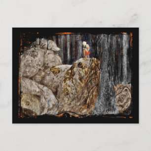 Cartão Postal As crianças com Troll de pedra