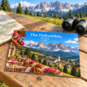 Cartão Postal As Dolomitas Itália Paisagem Montanhosa Aldeia Via