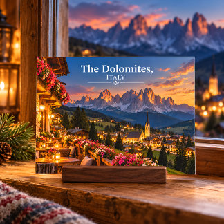 Cartão Postal As Dolomitas Itália Pôr do Sol Aldeia Alpina Viage