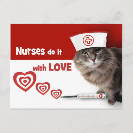 Cartão Postal As Enfermeiras Fazem com Amor. Kitty Engraçada 