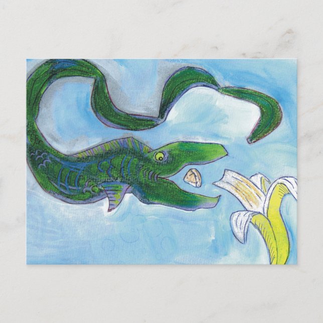 Cartão Postal As enguias comem bananas! (Frente)