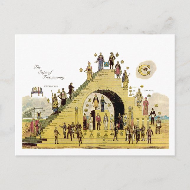 CARTÃO POSTAL AS ETAPAS DA MAÇONARIA (Frente)