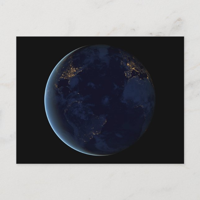 Cartão Postal As Luzes da Terra à Noite (Frente)