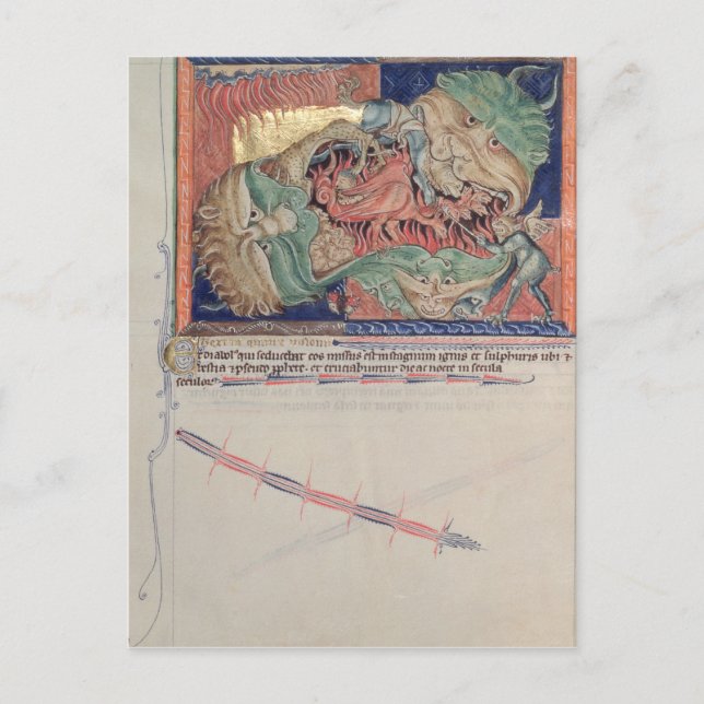 Cartão Postal As mandíbulas do inferno engolindo o dragão vermel (Frente)