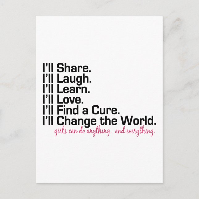 Cartão Postal as meninas podem fazer qualquer coisa (poder femin (Frente)