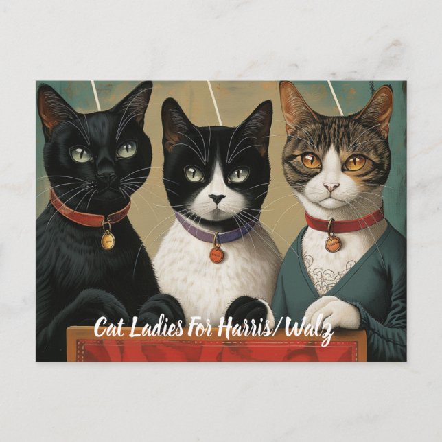 Cartão Postal As Mulheres De Gato Votam Em Harris/Walz (Frente)