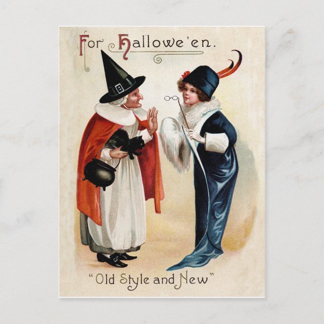 Cartão Postal As mulheres na fantasia de Halloween, férias de vi (Frente)