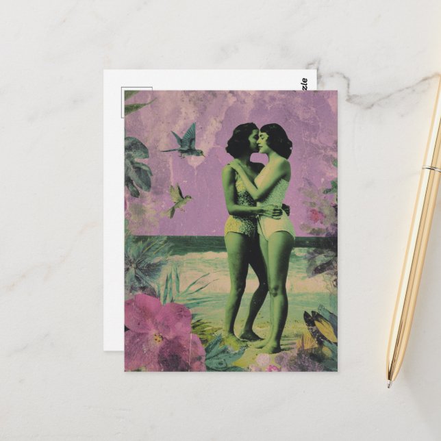 Cartão Postal As mulheres na praia contando segredos (Frente/Verso In Situ)