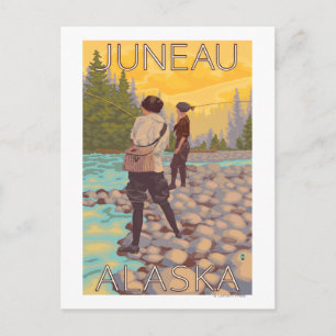 Cartão Postal As mulheres voam para pescar - Juneau, Alasca