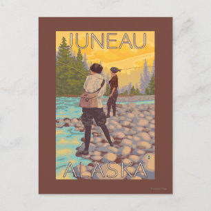 Cartão Postal As mulheres voam para pescar - Juneau, Alasca